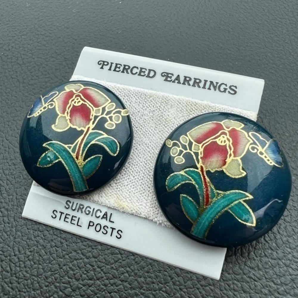 Vintage Emmons Cloisonné earrings